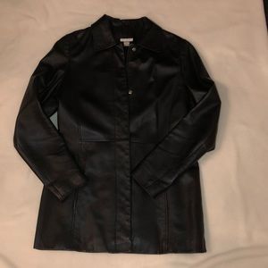 Beautiful leather car coat with snap front